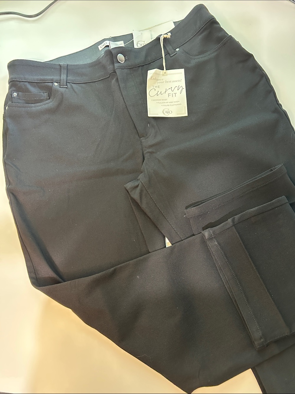 Cato Curvy Fit Black Pants with Fold Cuff
